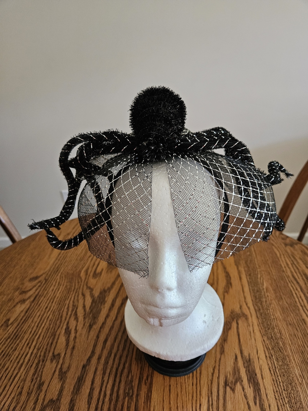 Black Fascinator Headpiece with Veil